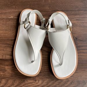 VINCE Vero Cuoio White Flat Slingback Sandals, Size 6M